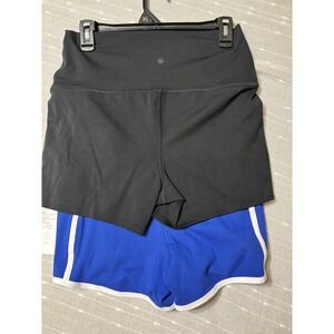 Yogalicious Lux Women's Summer Flair  Bike Shorts Black/Blue Size XL Set of 2